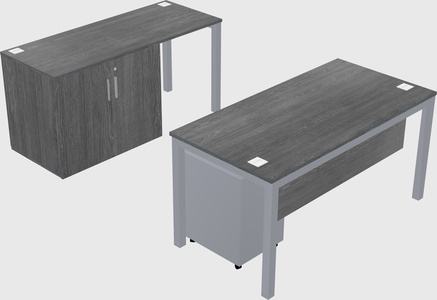 Parallel desk + cabinet