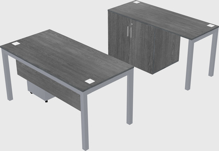 Parallel desk + cabinet
