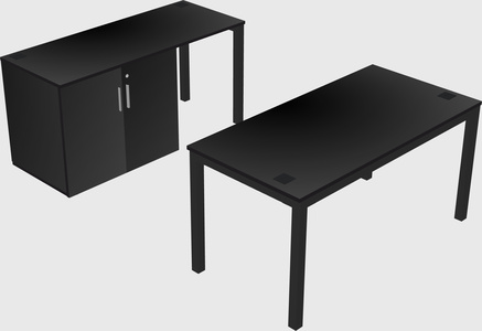 Parallel desk + cabinet