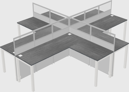 Shared l-shaped cubicles