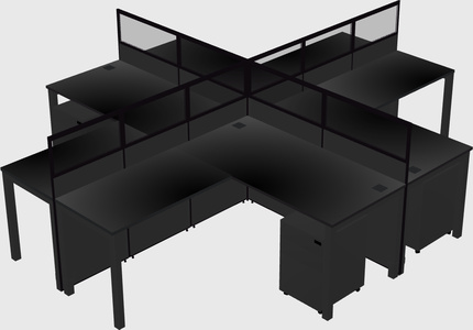 Shared l-shaped cubicles