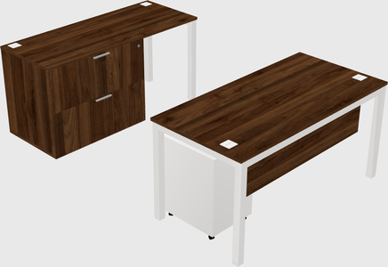 Parallel desk + file cabinet