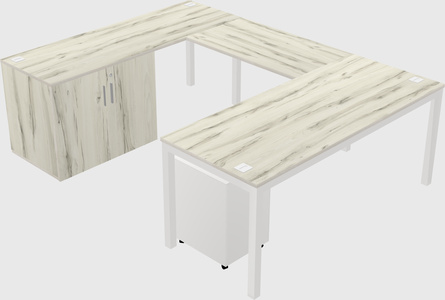 U-shaped desk + cabinet