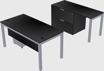 Parallel desk + file cabinet
