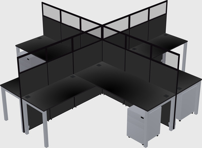 Shared l-shaped cubicles