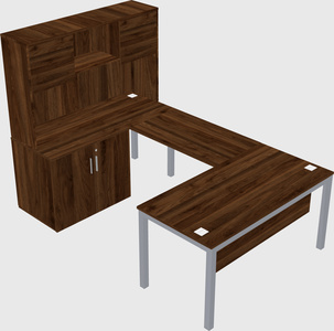 U-shaped desk + cabinet
