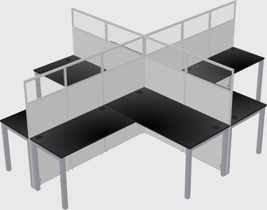 Shared l-shaped cubicles