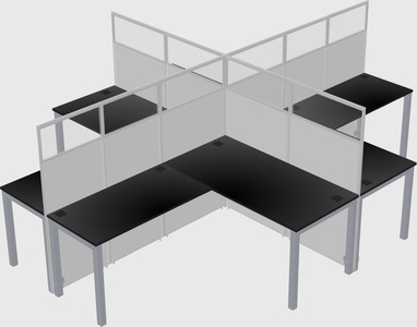 Shared l-shaped cubicles