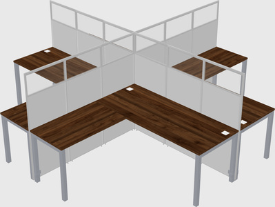 Shared l-shaped cubicles