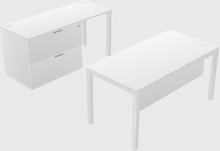 Parallel desk + file cabinet