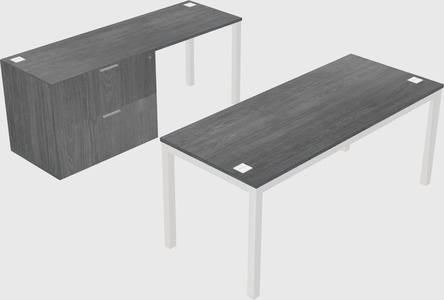 Parallel desk + file cabinet