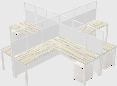 Shared l-shaped cubicles