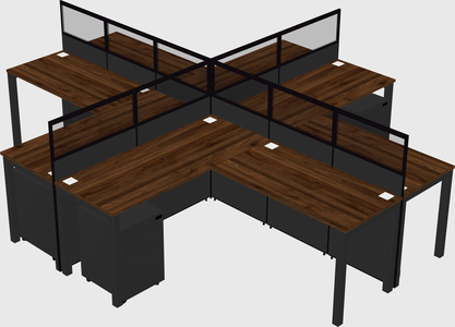 Shared l-shaped cubicles