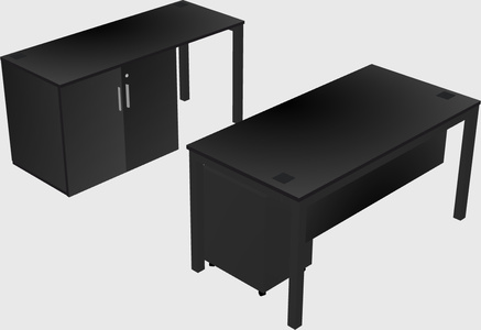 Parallel desk + cabinet