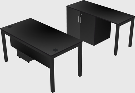 Parallel desk + cabinet