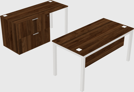 Parallel desk + file cabinet
