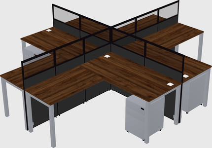 Shared l-shaped cubicles