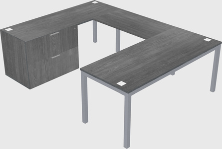 U-shaped desk + file cabinet