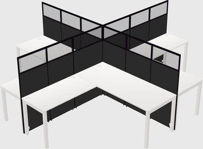 Shared l-shaped cubicles