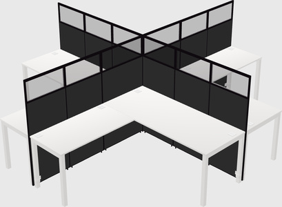 Shared l-shaped cubicles