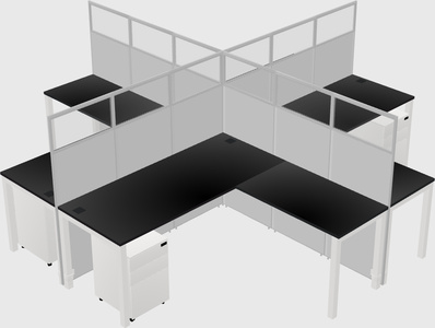 Shared l-shaped cubicles