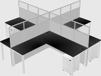 Shared l-shaped cubicles