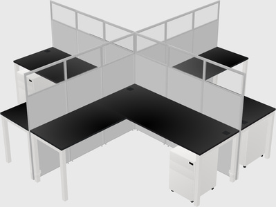 Shared l-shaped cubicles
