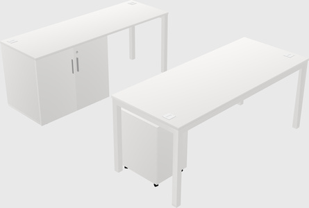 Parallel desk + cabinet