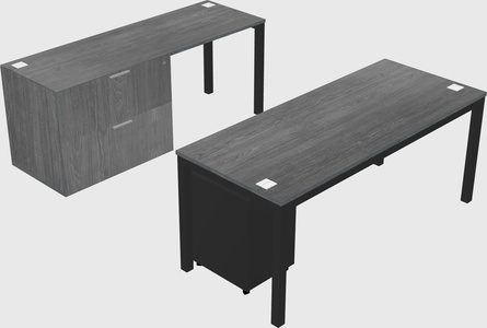 Parallel desk + file cabinet