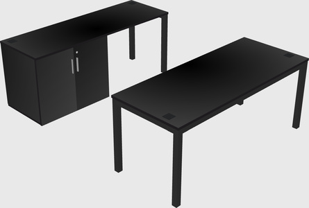 Parallel desk + cabinet