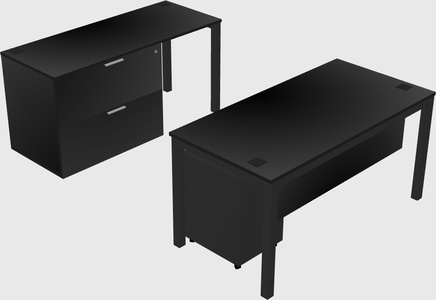 Parallel desk + file cabinet