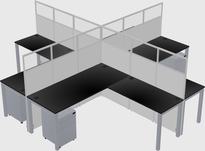 Shared l-shaped cubicles