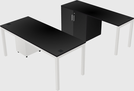 Parallel desk + cabinet