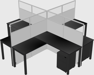 Shared l-shaped cubicles