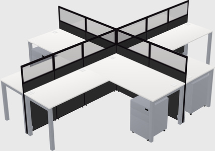 Shared l-shaped cubicles