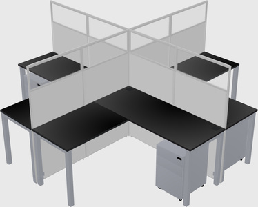 Shared l-shaped cubicles