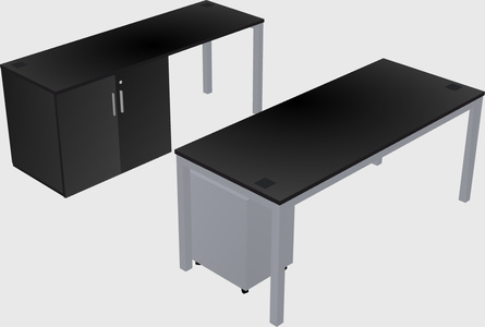 Parallel desk + cabinet
