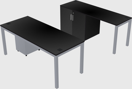 Parallel desk + cabinet