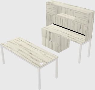 Parallel desk + file cabinet