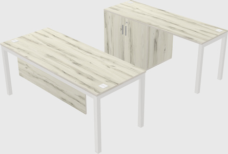 Parallel desk + cabinet
