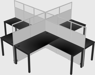 Shared l-shaped cubicles