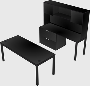 Parallel desk + file cabinet