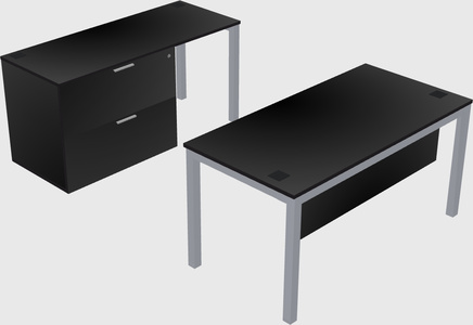 Parallel desk + file cabinet