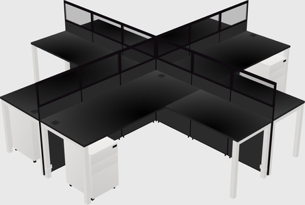 Shared l-shaped cubicles