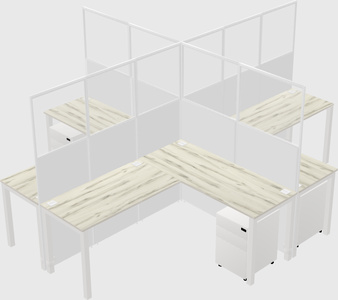 Shared l-shaped cubicles