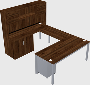 U-shaped desk + cabinet
