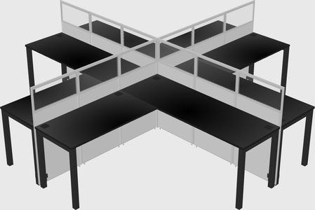 Shared l-shaped cubicles