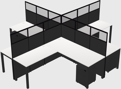 Shared l-shaped cubicles