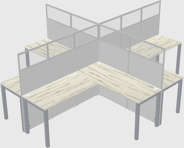 Shared l-shaped cubicles