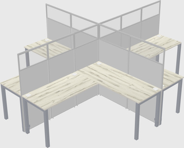 Shared l-shaped cubicles